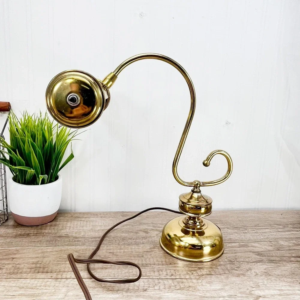 Vintage‎ Brass Bankers Desk Lamp: Maximalist Gold Decor